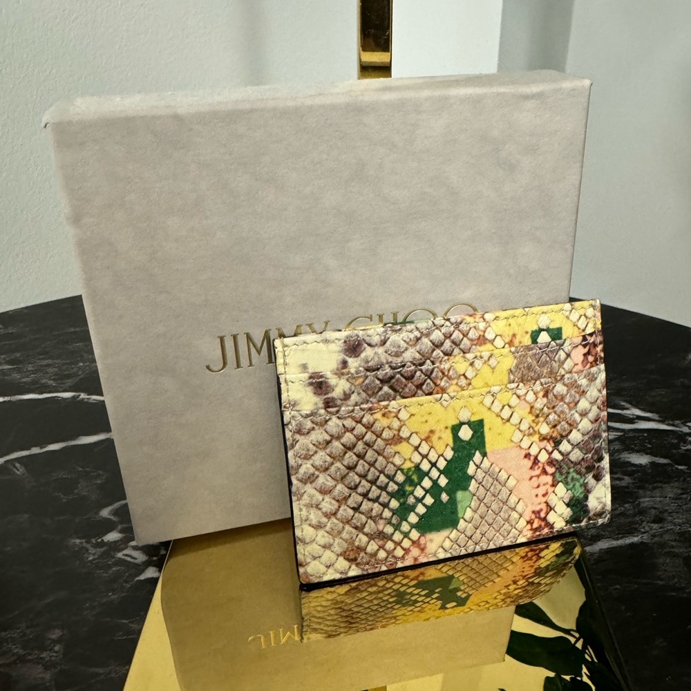 Jimmy Choo Multicolor Python-Print Card Holder - Picture 2 of 2